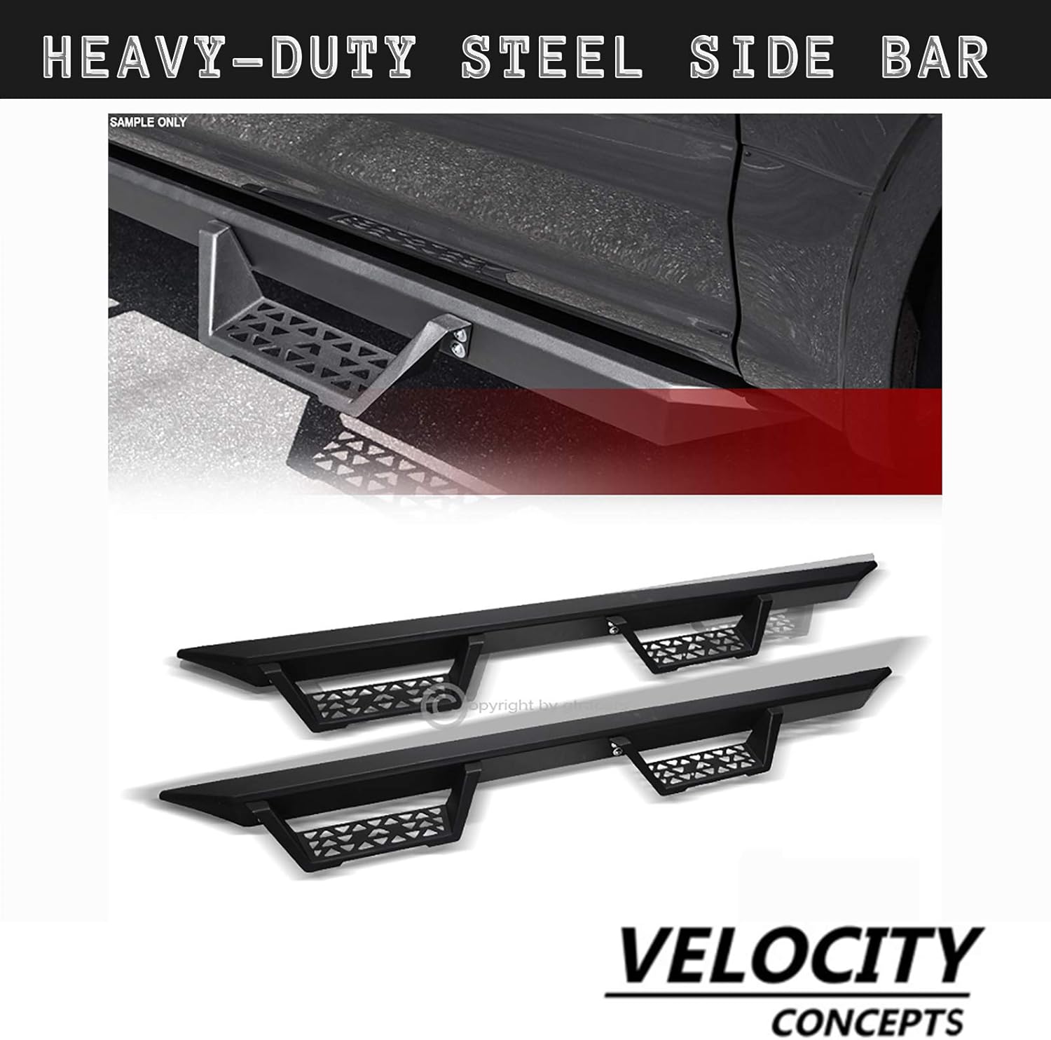 Modular Drop Step Nerf Bars Matte Black 2007-2018 For Jeep Wrangler JK 4 Door