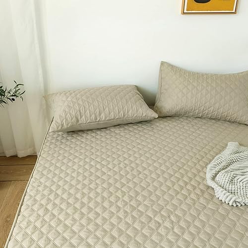 Miniatura 3 de jejeloiu Protector de colchón acolchado caqui, 100% impermeable, transpirable, tamaño Queen, protector de colchón de 14 pulgadas de profundidad de