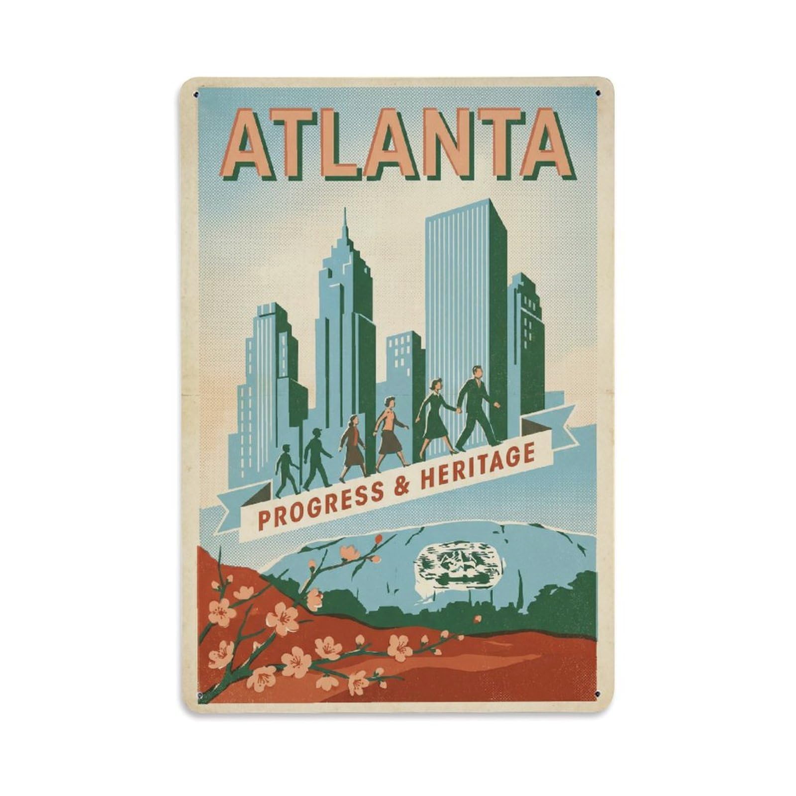 Gead 8X12inch Style Vintage America Atlanta Travel Metal Tin Sign