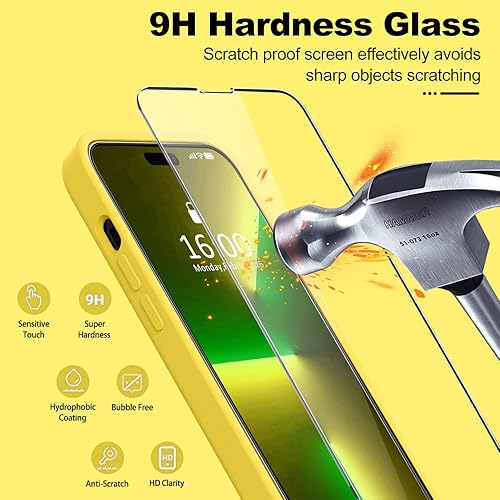 Miniatura 521 de BossKiss Funda compatible con iPhone 14 Pro, silicona mejorada [protección de cámara] [2 protectores de pantalla 9H], forro interior de microfibra