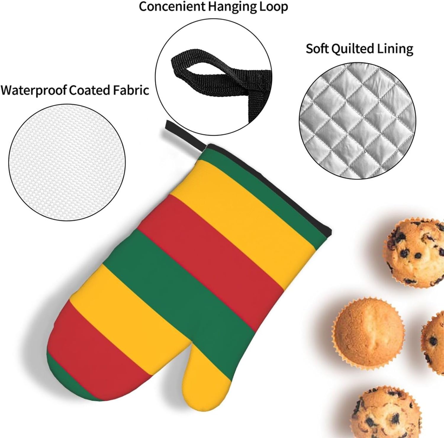 Flag of Lithuania Print Heat Resistant Microwave Gloves, Used for Baking, Cooking, and Fashion Kitchen Essentials