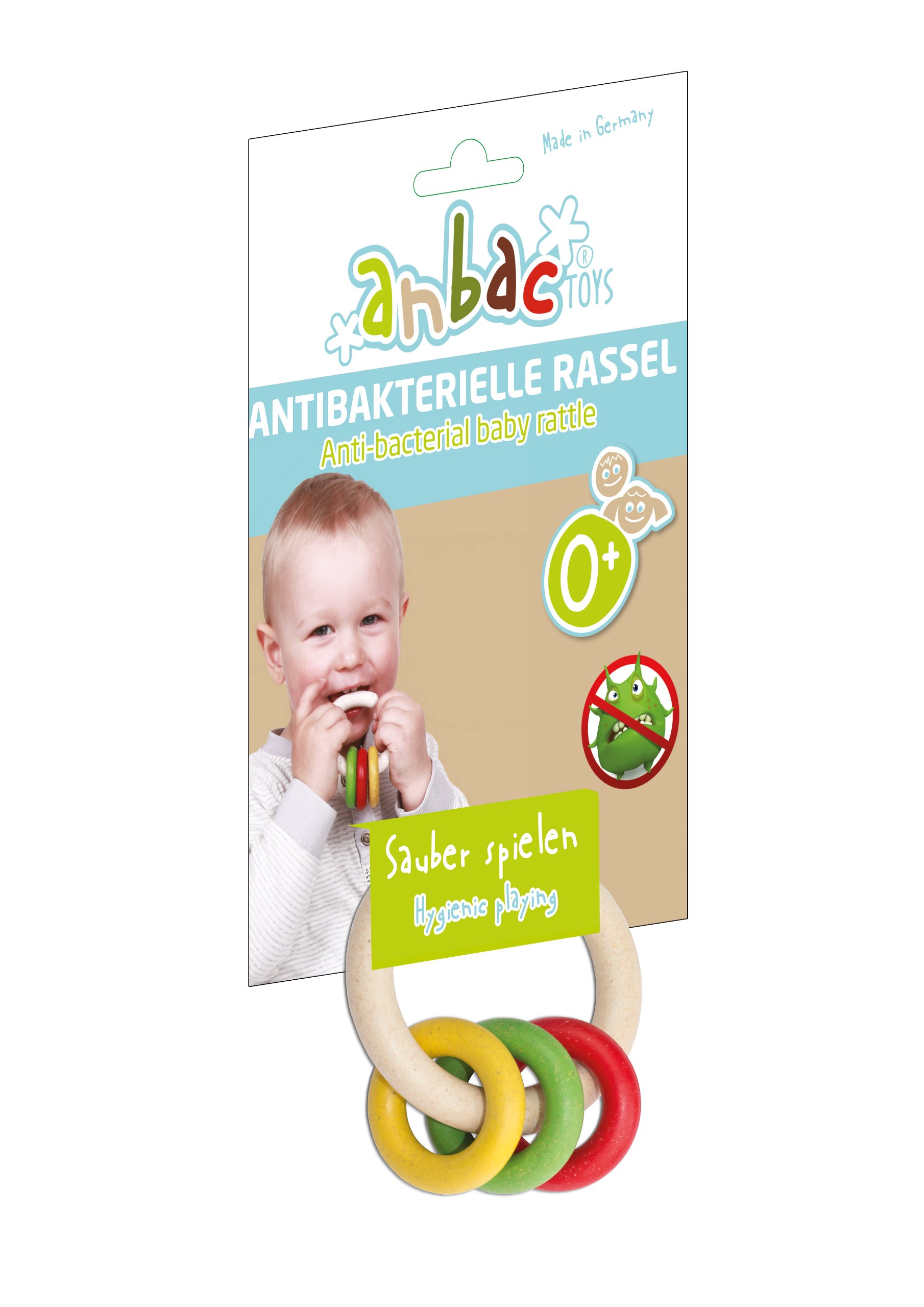 EitechAnbac anabac_70002 antibacterial rattle environmentally friendly toy for babies and toddlers, saftey and hygienic playing, orange