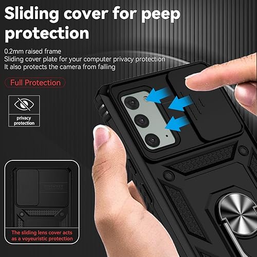 Miniatura 2 de Funda para Galaxy Note 20 5G, Samsung Note 20 SM-N981U con protector de pantalla de vidrio templado y cubierta de cámara deslizante, anillo