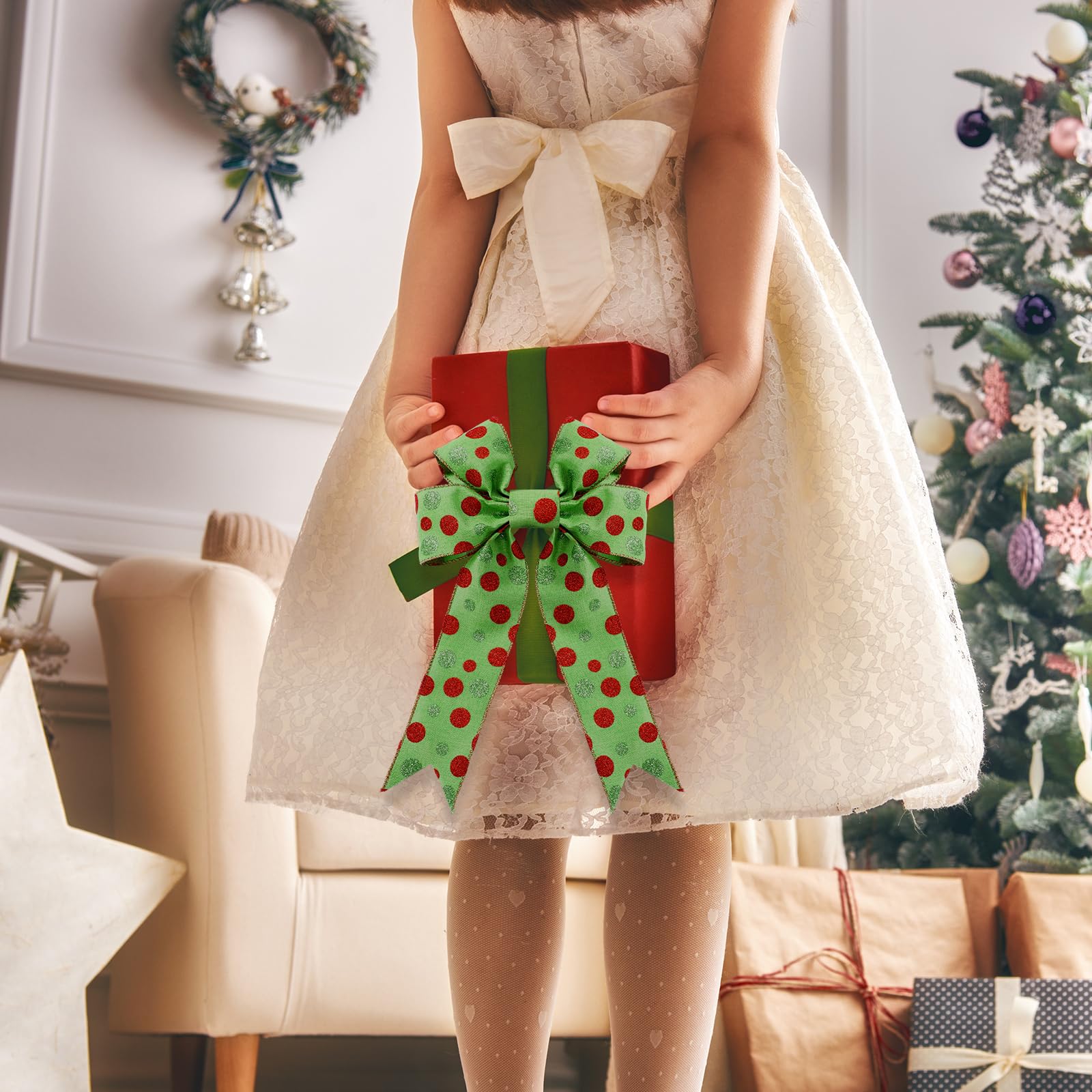 Jexine Lot de 24 nœuds en ruban pour couronne de Noël - 17 x 14 cm - Pour intérieur et extérieur - Pour sapin de Noël, cuisine, cadeaux, fêtes, décorations de vacances (style fantaisie, toile de jute)