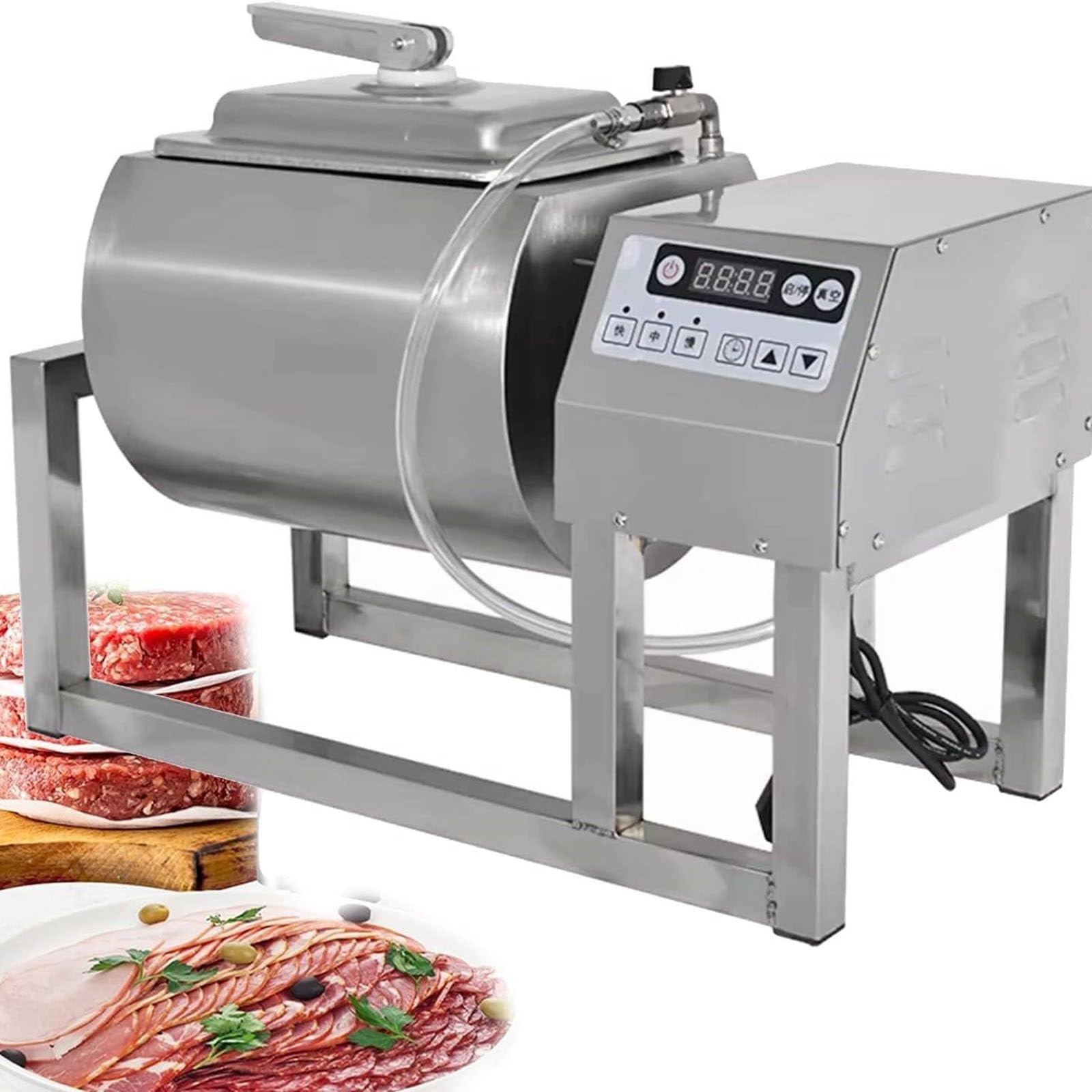 YXYLJOZ Professional Meat Marinator - Stainless Steel Vacuum Tumbler with Timer, Bidirectional Rotation, 3 Speeds for Meat and Vegetables,18l