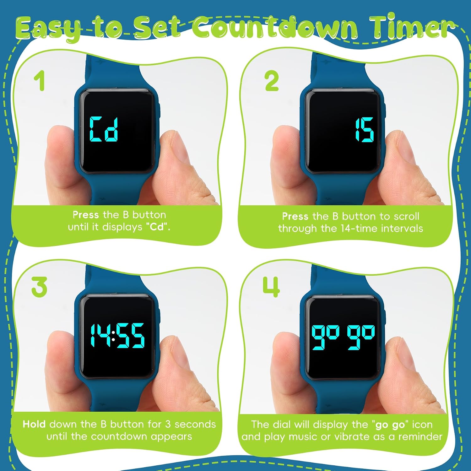 BEN NEVIS Potty Training Watch, Digital Toddler Watch with Countdown/Music/Alarm Clocks/Vibration Reminder and Waterproof, Remind Toddler to Go to The Toilet