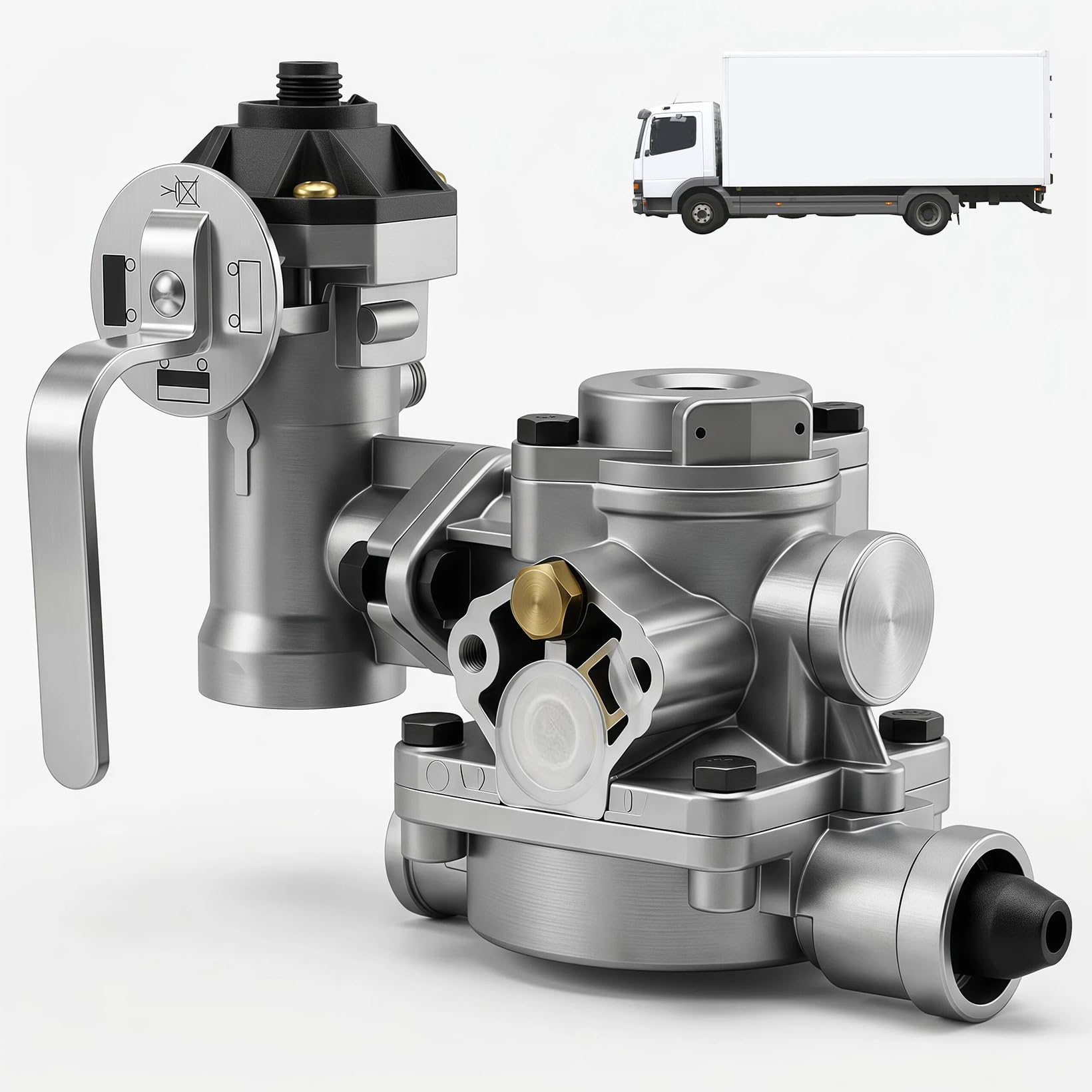 Anhängerbremsventil 9710025700, 4-Stufiger Zweikreis Bremsregler mit M22×1.5 Gewinde, Hydraulisches Bremsventil für Auflieger & Sattelauflieger – Direkter Austausch Steuerventil