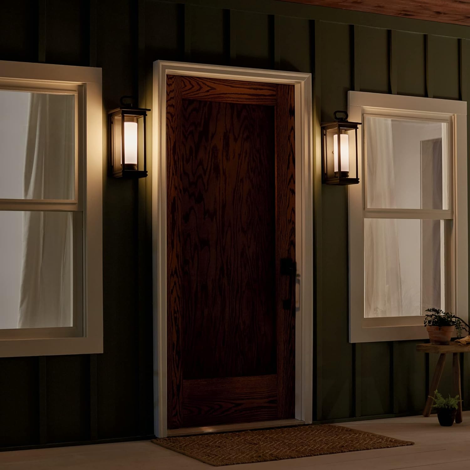 Kichler South Hope 17.75" Outdoor Wall Light in Rubbed Bronze®, 1-Light Exterior Wall Sconce with Satin Etched Cased Opal Glass, (17.75" H x 7" W), 49475RZ