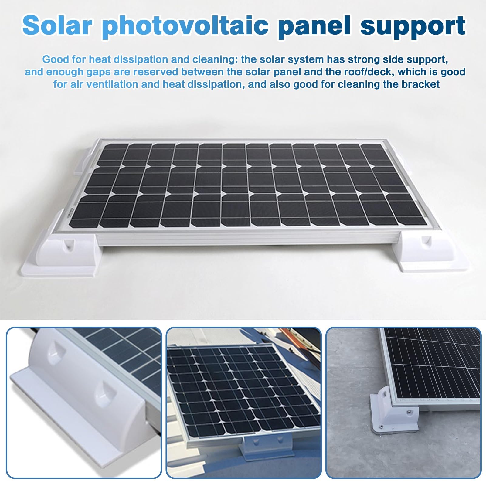 Solar Panel Holder, 4 Pieces Universal Solar Panel Mounting Bracket, Solar Panel Brackets, Kit, Roof Mounting Sun Panels For Motorhomes, Boats, Motorhomes, Caravans, Campervans, House Roof, White - View #6