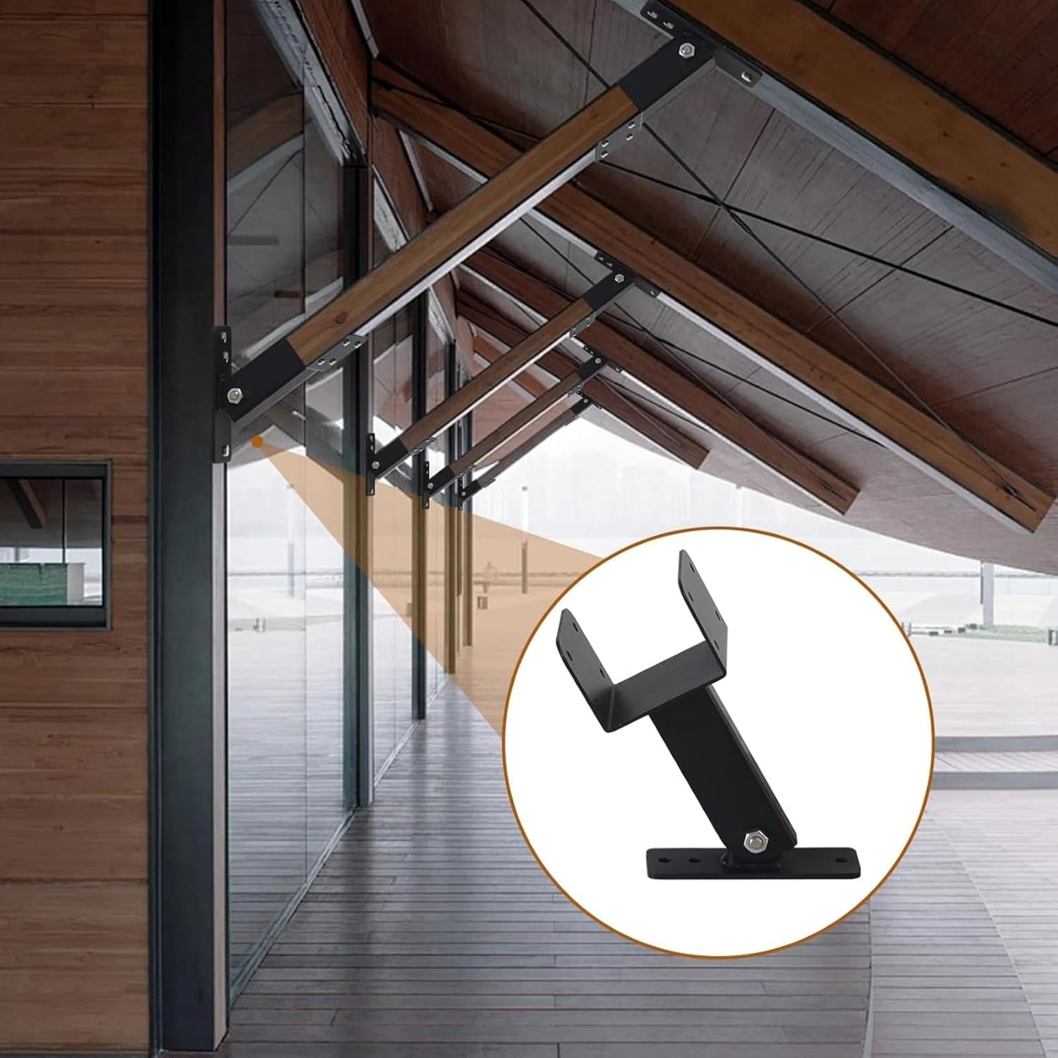 3 Pack Adjustable Saddle Patio Roof Riser Kit, Heavy Duty Pergola Roof Brackets Fit 4x4 Wood Beam for Wood Patio Cover Gazebo