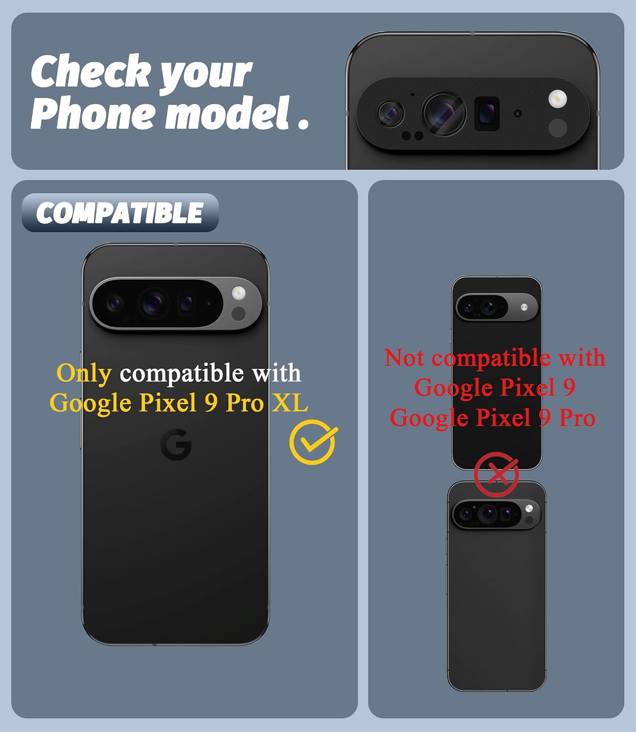 Orzero (2 Pack Camera Lens Protector Compatible for Google Pixel 9 Pro XL, Protector de Cámera Premium Metal and Glass Precise Camera Cutouts High Definition Anti-Scratch (Black) image 2