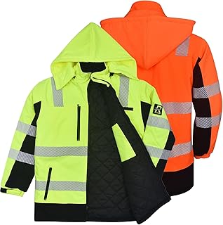 Softshell Winter Warnschutzjacke Canada-PRO - Wasserdichte Winter-Arbeitsjacke mit dickem Baumwollfutter - Für Herren & Damen, Gr. S-XXXL - EN ISO 20471:2013, Reflektierende Streifen