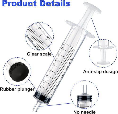 Miniatura 2 de Amabro 5 jeringas de plástico  0.0 fl oz, 0.1 fl oz, 0.2 fl oz, 0.3 fl oz, 0.7 fl oz, jeringas de medición sin aguja, jeringas reutilizables para