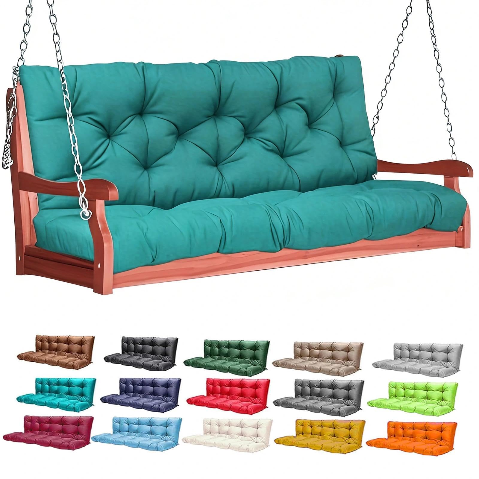 Coussins de Rechange pour balancelle de Porche, 2-3 Places, avec Dossier et Attaches, imperméables et résistants à la décoloration, pour mobilier de Jardin.(Bleu lac,150×100cm,Classique)