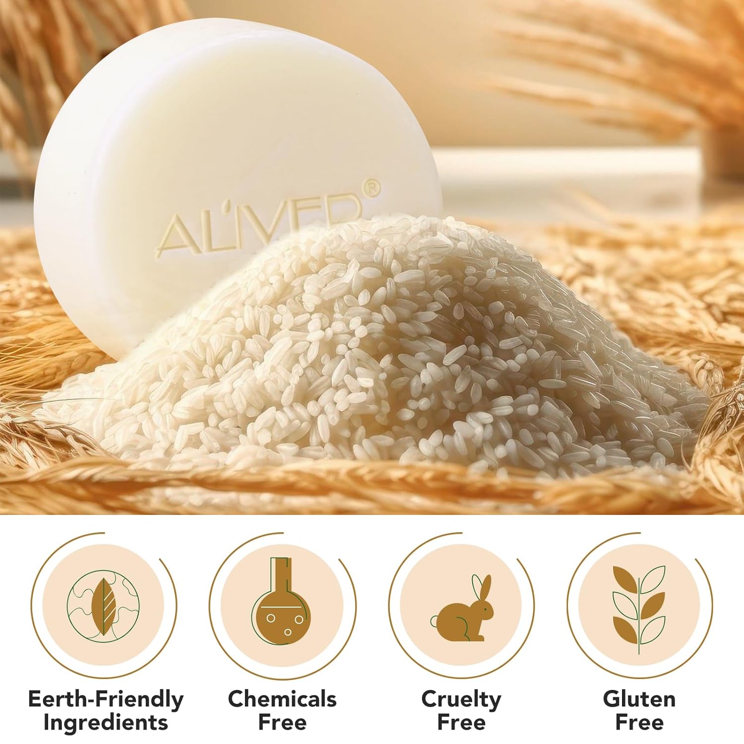 Rice Water Shampoo Bar for Hair Growth, 3.2oz Vegan & All Natural Hair Growth Shampoo Bar, For Hair Growth and Moisturizing,for Dry Damaged Hair,pH Balanced, For all hair types, Easy for Travel - Image 5