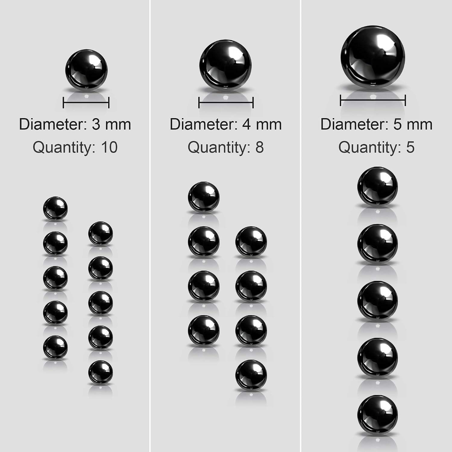 Silicon Carbide Balls (3mm x10, 4mm x8, and 5mm x5)