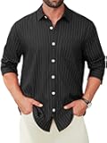 Men's Casual Striped Shirts Button Down Long Sleeve Blouse for Men Fall Winter