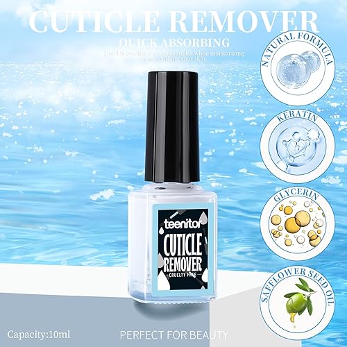 Miniatura 3 de Teenitor Kit removedor de cutículas, kit de cuidado de uñas con removedor de cutículas, aceite de lima de uñas, pulidor de cutículas, empujador de