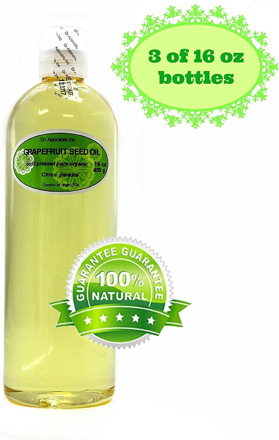 Grapefruit Seed Oil Organic Cold Pressed 100% Pure 48 Oz /3 Pints