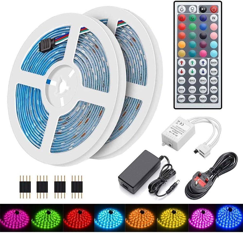 LED Strips Lights Kit - Maso Auto 5050 LED Rope Lighting 16.4ft(5m) RGB SMD Color Changing Lighting Strip for Bedroom Home Kitchen Atmosphere Christmas Decoration