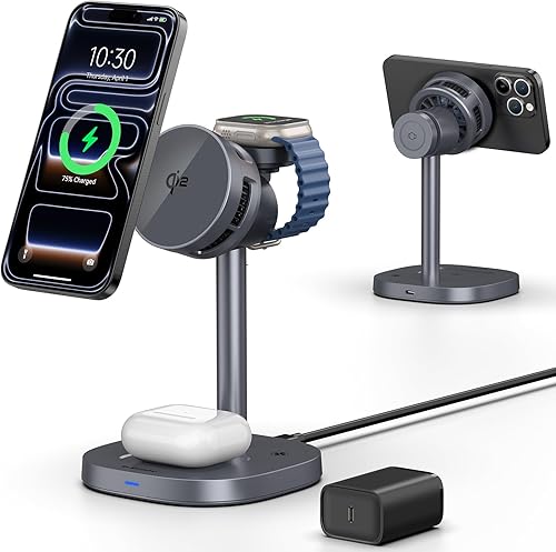 Cargador inalámbrico para Apple con ventilador de refrigeración, estación de carga magnética 3 en 1, estación de carga inalámbrica certificada Qi2