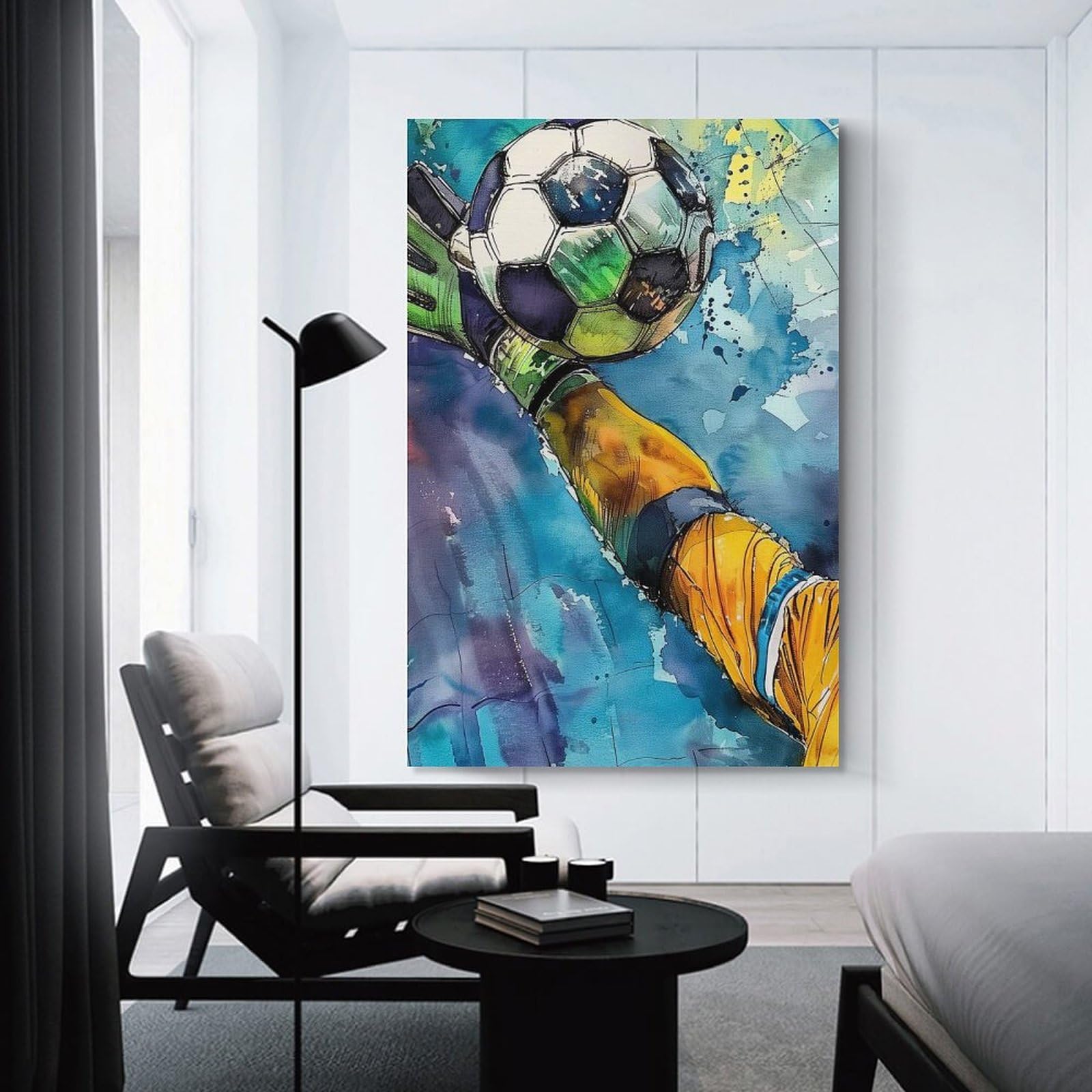 Junmoney Canvas Art Print Soccer Goalkeeper Save, 12x18inch(30x45cm), for Gallery Wall Decor And Room Displays, Wall Decor Suited to Curated Displays