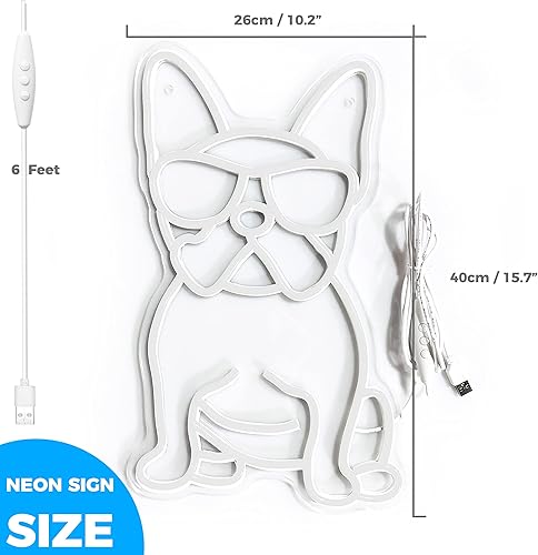 Miniatura 9 de Letrero de neón de Bulldog Francés con gafas LED de luces de neón Fench Bulldog Accesorios Decoración Frenchie Bulldog Francés Regalos