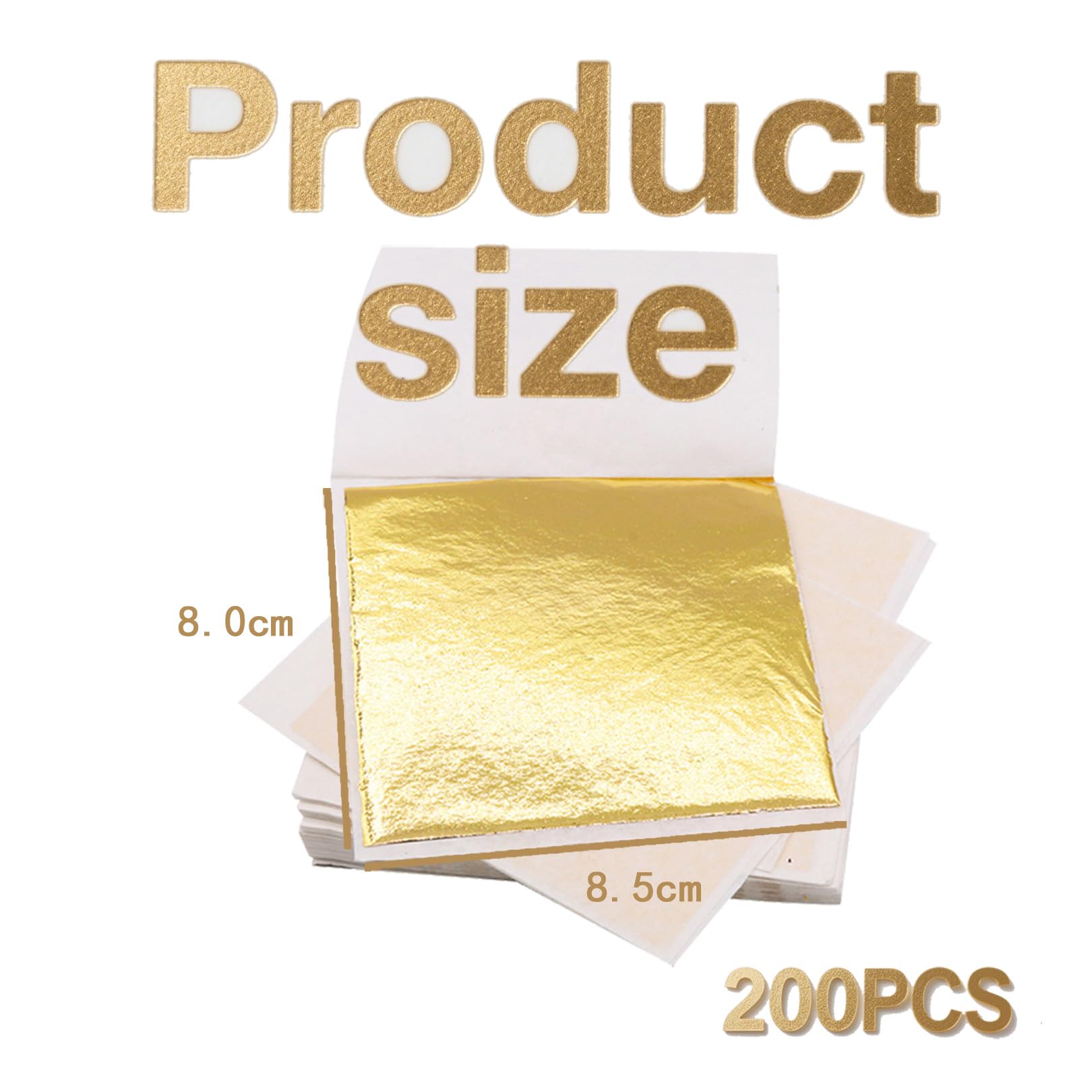 200 hojas de pan de oro para manualidades (8,5 x 8 cm), lámina dorada para manualidades, papel dorado para manualidades, leche, hoja de metal, papel dorado dorado, pintura acrílica