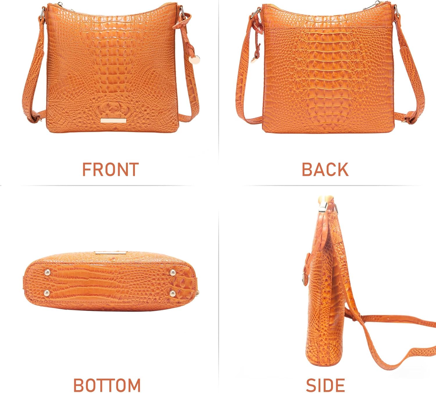 Shoulder Crocodile Flat Handbags for Women trendy Ladies Shoulder Bag Embossed Pattern Leather Crossbody Purse - Image 4