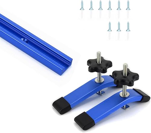 Miniatura 1 de Pista en T de 48 pulgadas con 2 abrazaderas de sujeción para carpintería con tornillos, herramientas de carpintería de aleación de aluminio, perfil