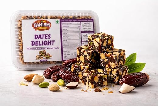 TANISH Sugar Free Dates Delight (200g) – Healthy Dry Fruit Barfi with Almonds, Cashews &amp; Pistachios | Made with Pure Ghee...