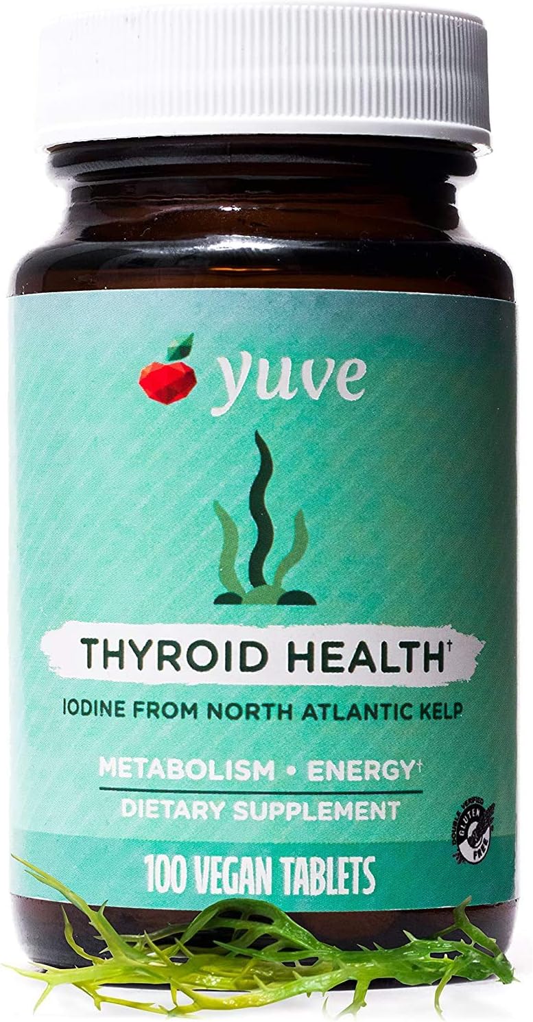 Yuve Natural Organic Sea Kelp Supplement Thyroid Support with Iodine 225 mcg
