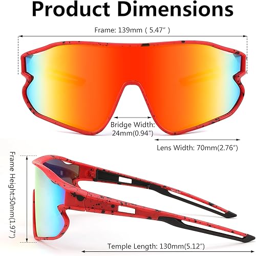 Miniatura 6 de FEISEDY Gafas de sol unisex para jóvenes, gafas de sol de béisbol y tenis, UV400 deportivas para niños y niñas, pantallas de ciclismo B4064