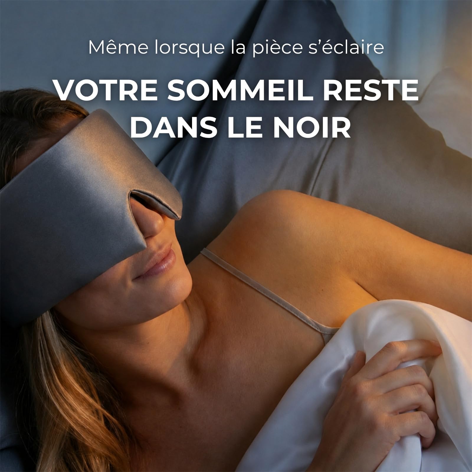 Madeelle NUIT INTACTE Masque sommeil soie véritable ajustable