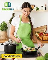 Vista 7 de Pack of 2 Silicone Spatula Turners, Non Stick Slotted Kitchen Spatula Set, Heat Resistant BPA Free Kitchen Utensils, One-Piece Design, Suitable for