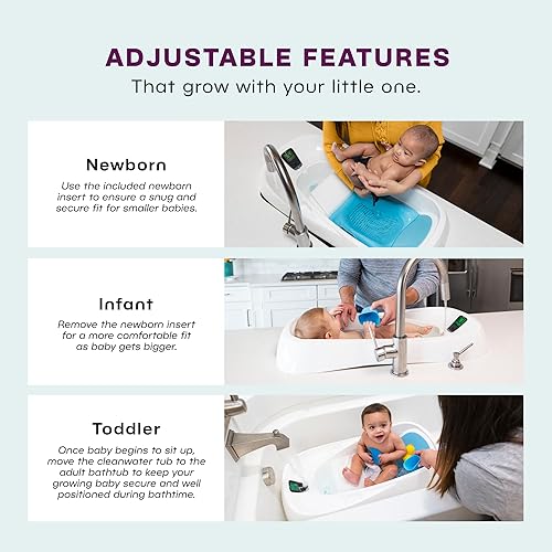 Miniatura 4 de 4moms Bañera de agua limpia, bañera 3 en 1 Grow-with-Me con termómetro digital para recién nacidos a niños pequeños, ensamblada en los Estados Unidos