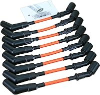 Vista 2 de AIP Electronics Dragon Fire Performance Street Series - Juego de cables de bujía de bajo ohmio de 0.335 in, color naranja, compatible con Chevrolet