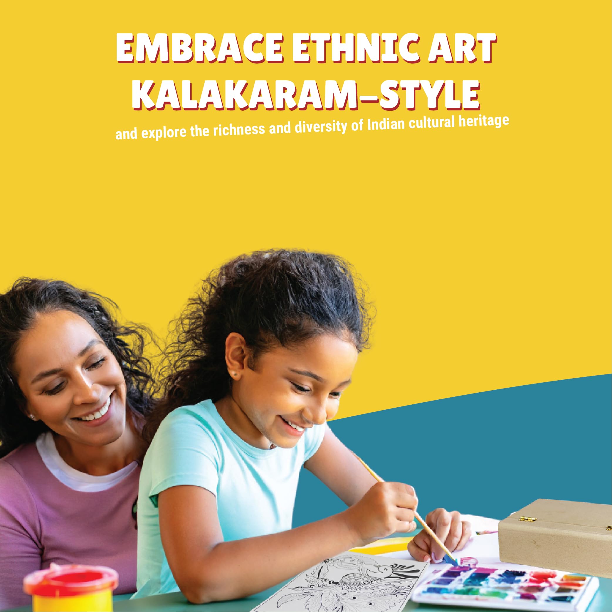Kalakaram DIY Kerala Mural Jewellery Box Painting Kit for Kids - Customizable Indian Ethnic Art, Cultural Education with Bonus Written Material on Art Techniques & History - Image 4 thumbnail