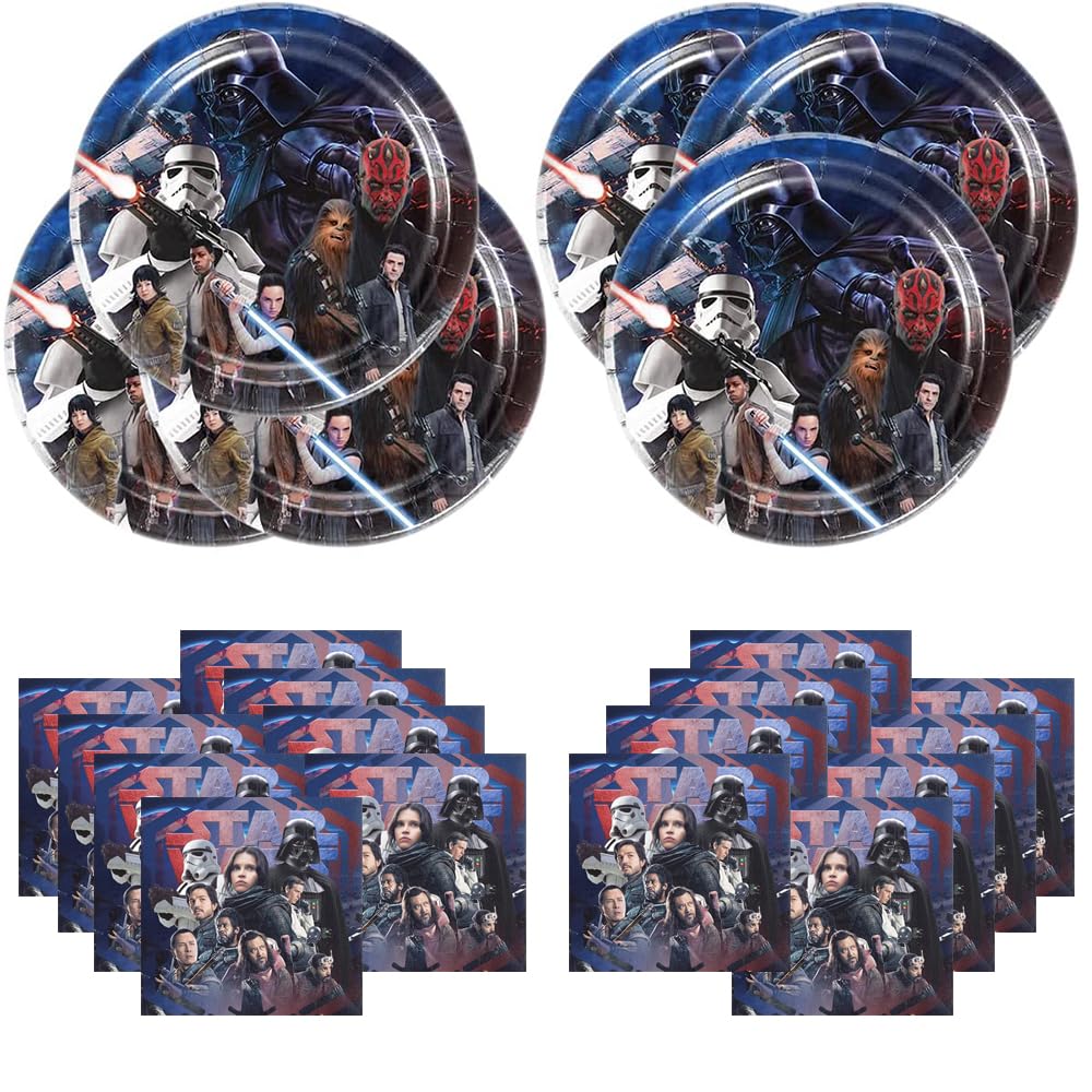 We1Fit40pc Star-War Party Supplies - Tableware Set for 20 Guests, Birthday Party Decorations