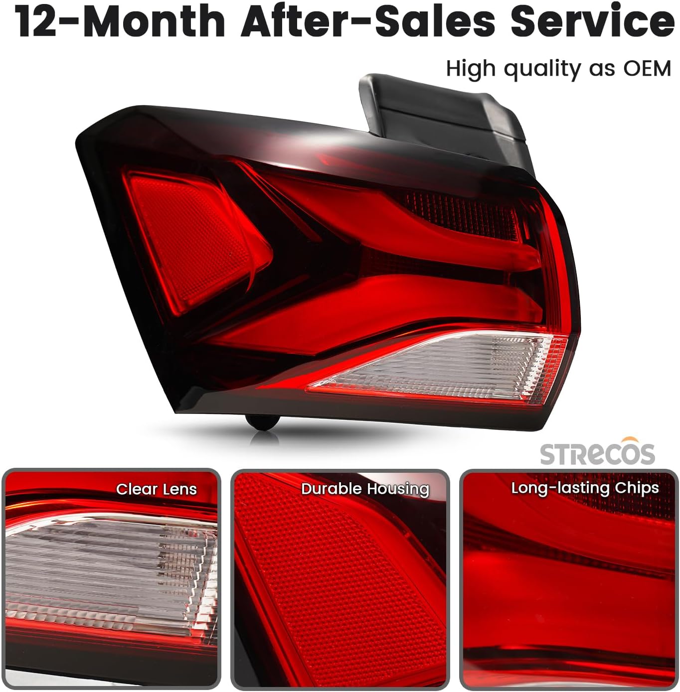 LED Tail Light Replacement for 2022 2023 2024 Chevy Equinox Outer Taillight Rear Brake Turn Signal Reversing Stop Lamp Assembly Replace OEM#85132583 GM2804153 (Left Driver Side)
