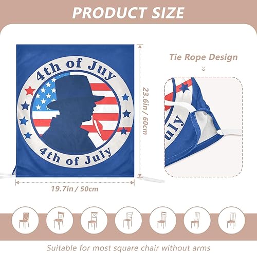 Miniatura 3 de 4th of July Independence Dayblue Silhouette Decorative Chair Seat Cover for Hotel Soft Dining Room Seat Covers cubre sillas para comedor Set of 6