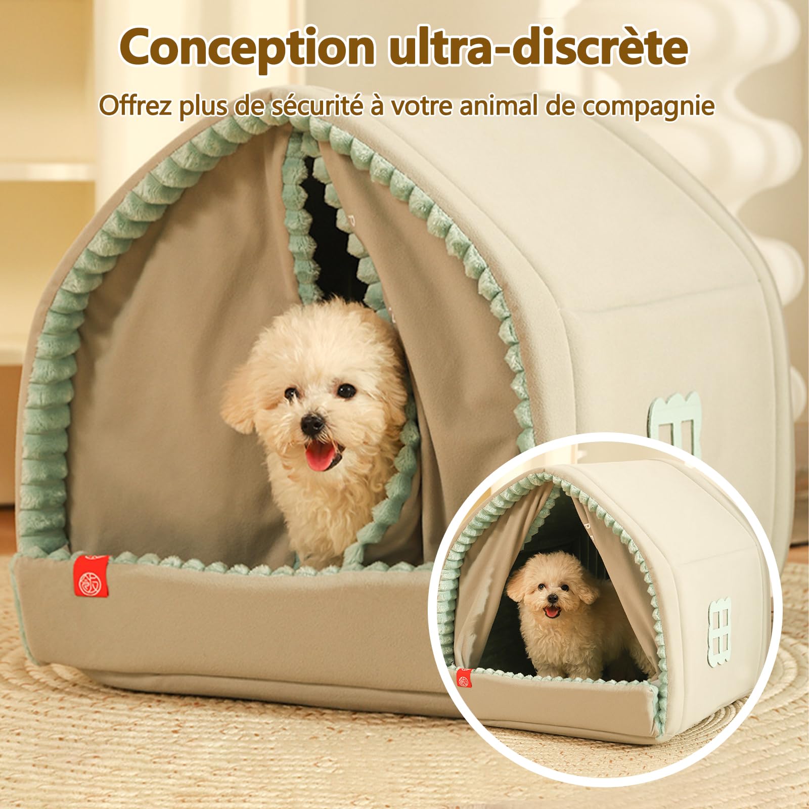 Galatée Lit-Grotte pour Chat, Maisonnette Mignonne pour Chat, Cachette Pliable pour Animaux De Compagnie, Tente Douce Et Chaude pour Animaux, Tente d'hiver Chaude pour Chien(M)
