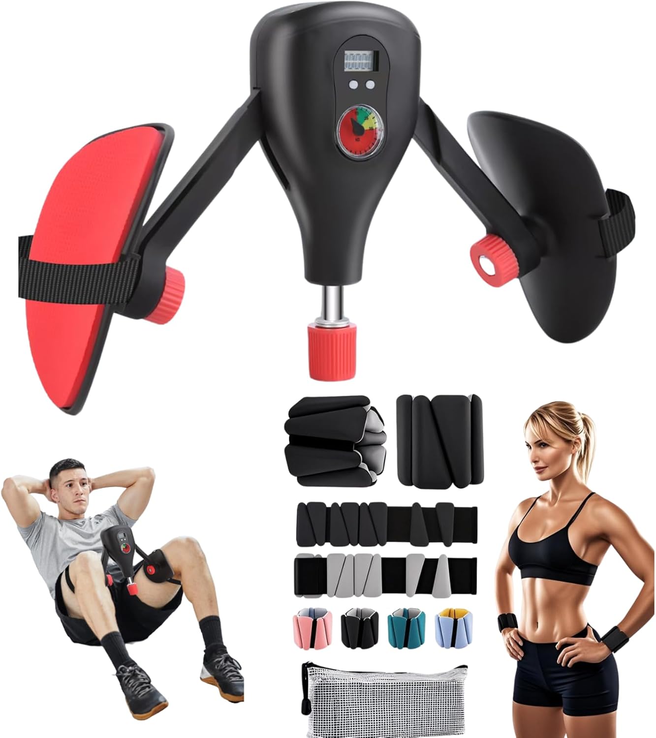 Inspack 2PK Adjustable Wrist & Ankle Weights for Women & Men, 2lbs/4lbs Pair (1lb/2lb Each) & Inspack Thigh Master Workout Equipment, Women/Men Kegel Exercise Pelvic Floor Muscle Strengthening Repair