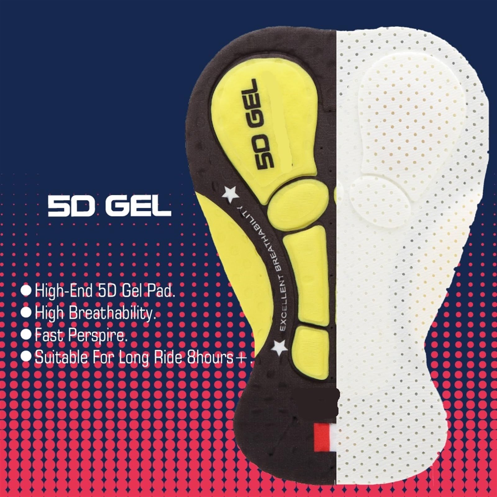 Men's Bibtights Bibtights Pantalones Largos de Ciclismo for Hombre, Pantalones Reflectantes con Almohadilla Gel for otoño, Transpirables Bolsillo Trasero