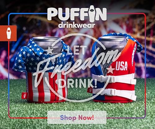 Miniatura 5 de Puffin - The Freedom Shirt - Enfriador de latas aislado de 12 oz I para botellas de cerveza y soda, mantiene las bebidas y bebidas frías