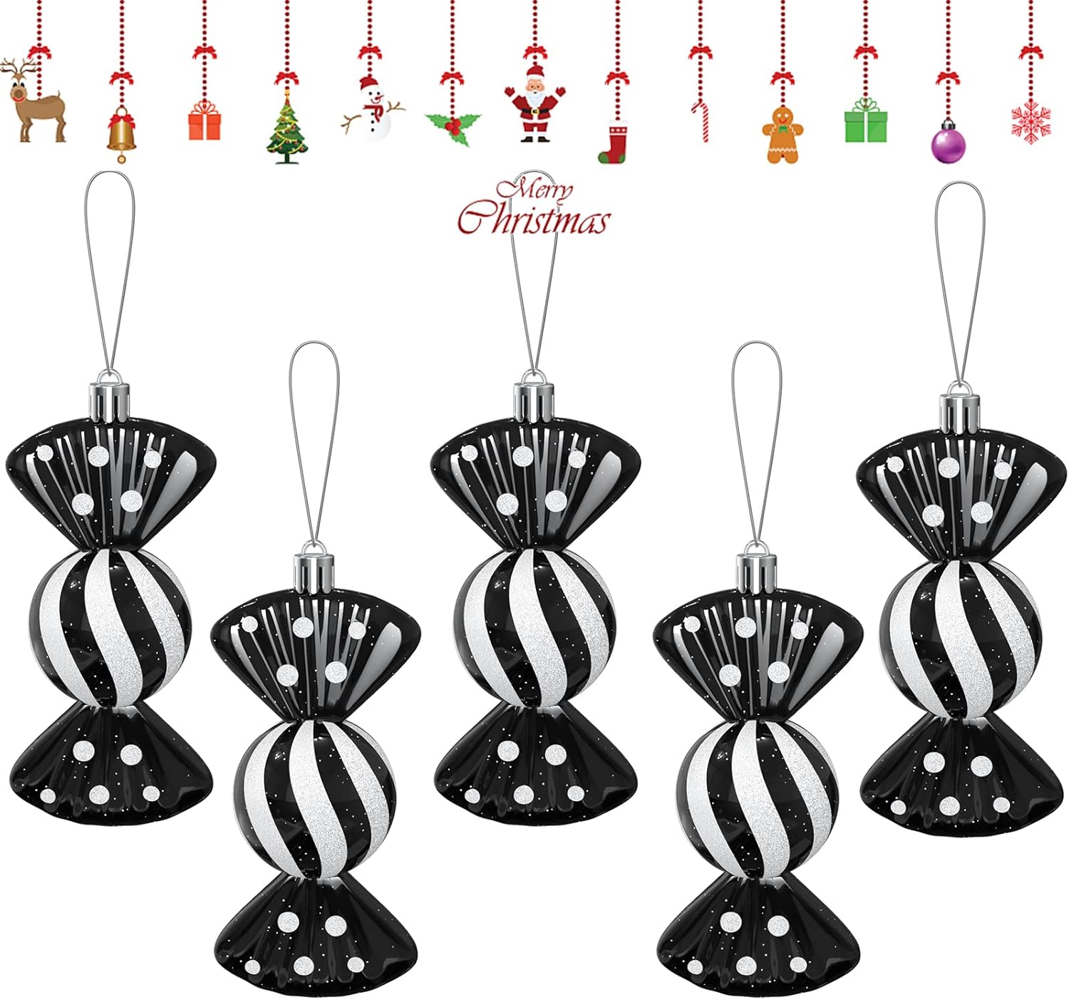 6Pcs Christmas Tree Baubles Candy Ornaments,Pack of 5110mm Large Sweet