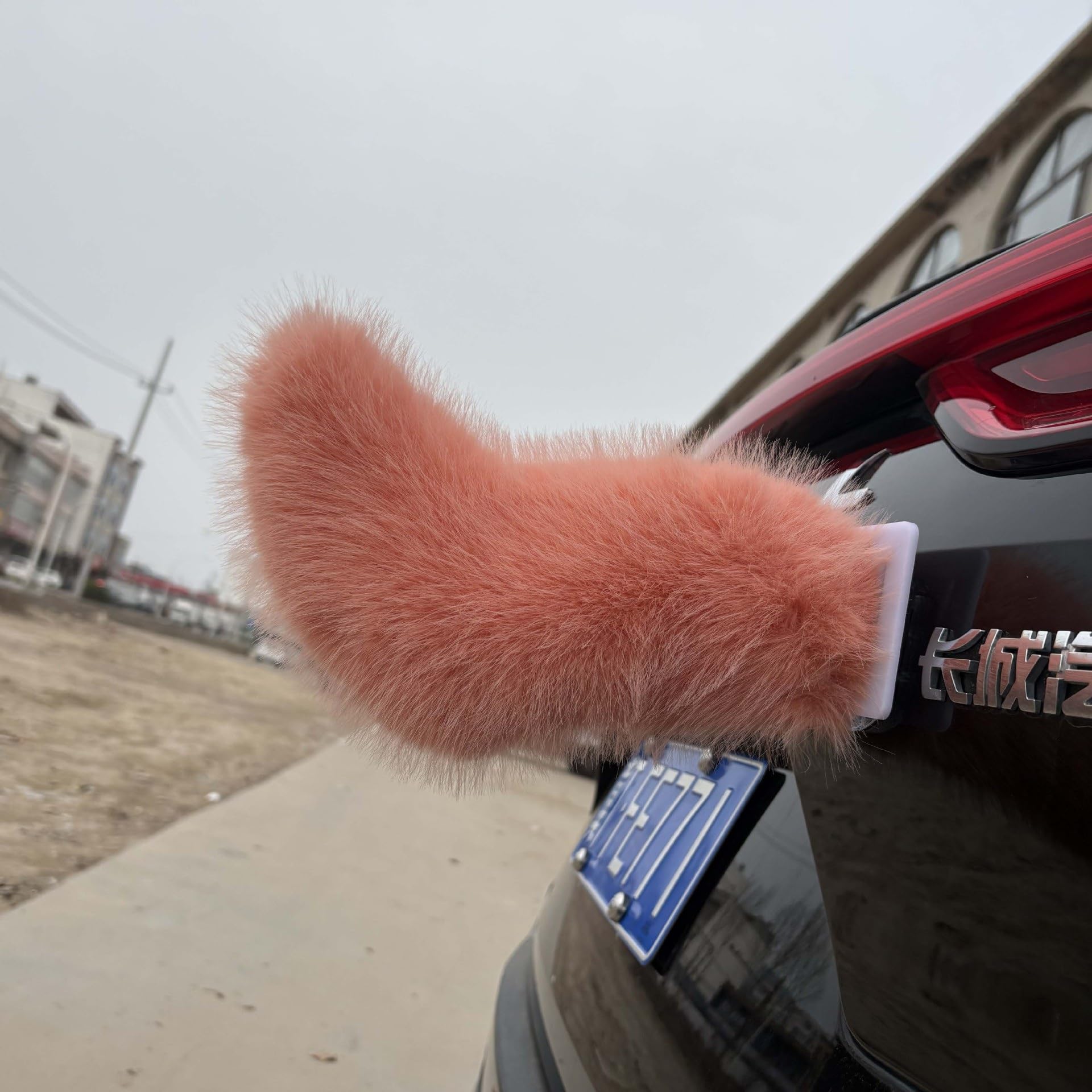 Remote Fluffy Car Tail - Plush Fox Fur Electric Wagging, USB-C Rechargeable, for SUV Truck Trunk Rear Window(G)