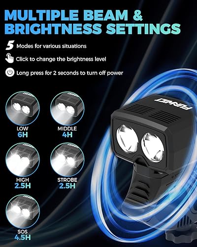 Miniatura 3 de Luz LED para casco de bicicleta, luz recargable para casco de bicicleta, IP65, impermeable, 1000 lúmenes, 5 modos de iluminación, luz para casco de