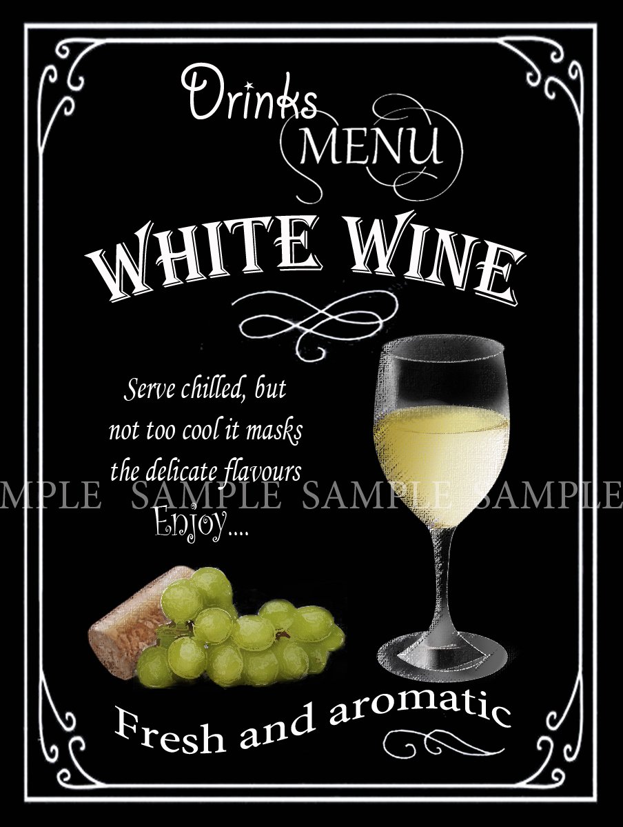 The Rusty Apples Metal Sign Co White Pub Favorites " Wine" - Bar - Cafe - Home Pub - Metal Wall Art (8” X 6” 200 X 150 Mm)