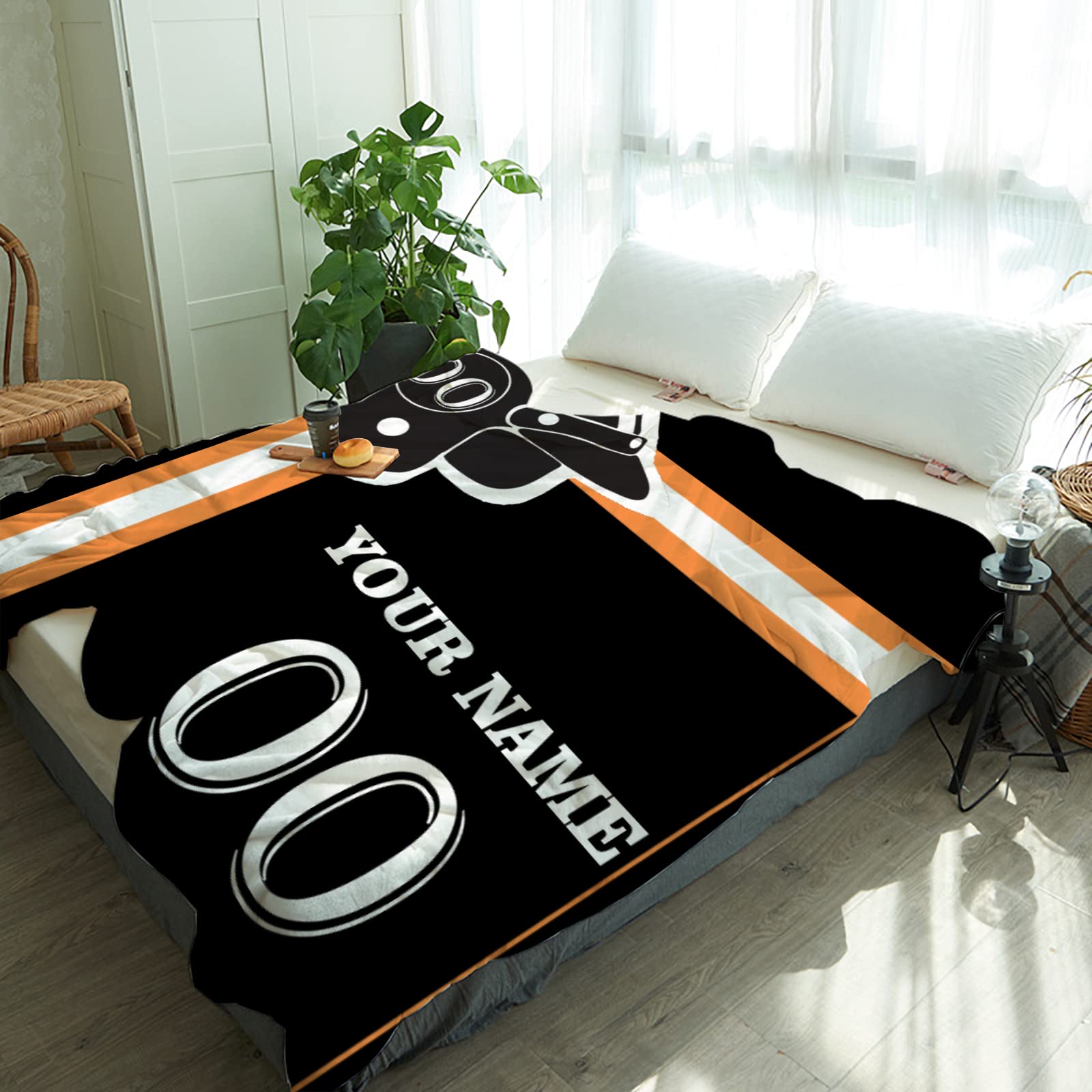 Manta personalizada con nombre de número: mantas de béisbol personalizadas de franela deportiva para amigos de la familia, año nuevo, para sofá, dormitorio